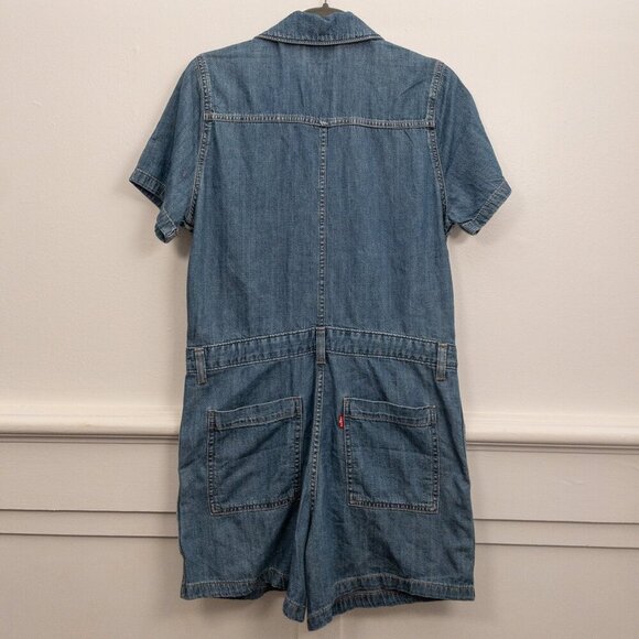Levi’s Denim Short Sleeve Utility Romper – Size S, Vintage Workwear-Inspired - Picture 2 of 3
